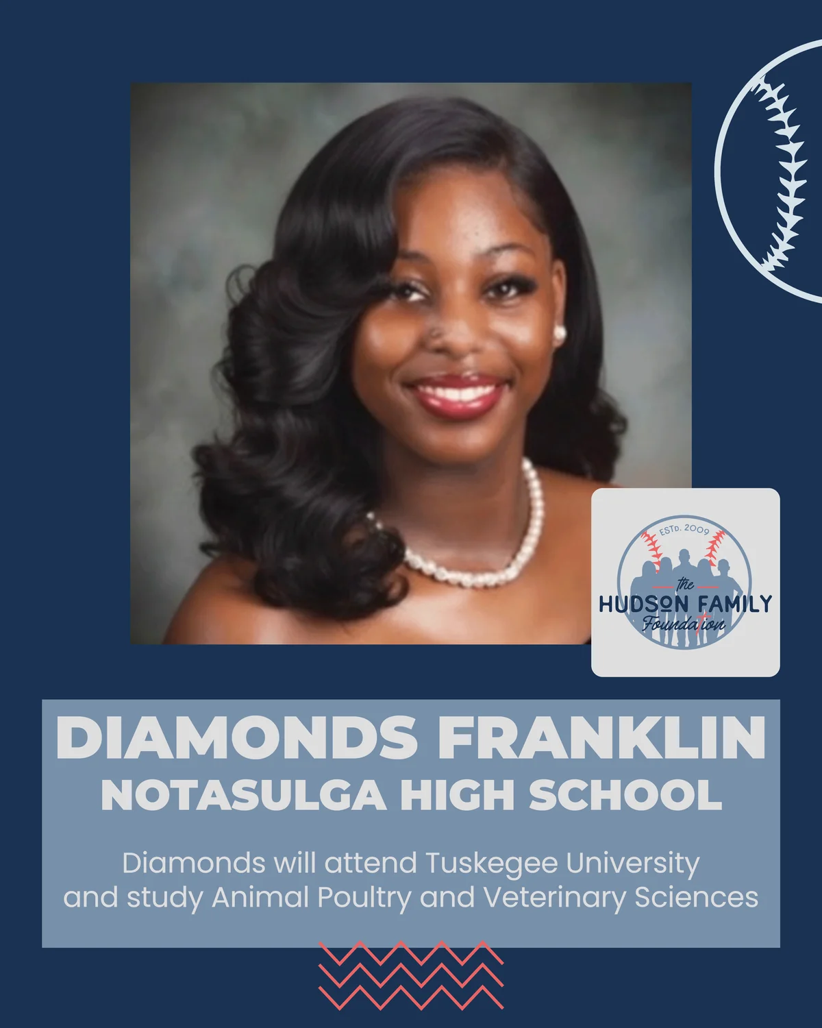 Diamonds Franklin, 2026 Hudson Family Foundation scholarship recipient