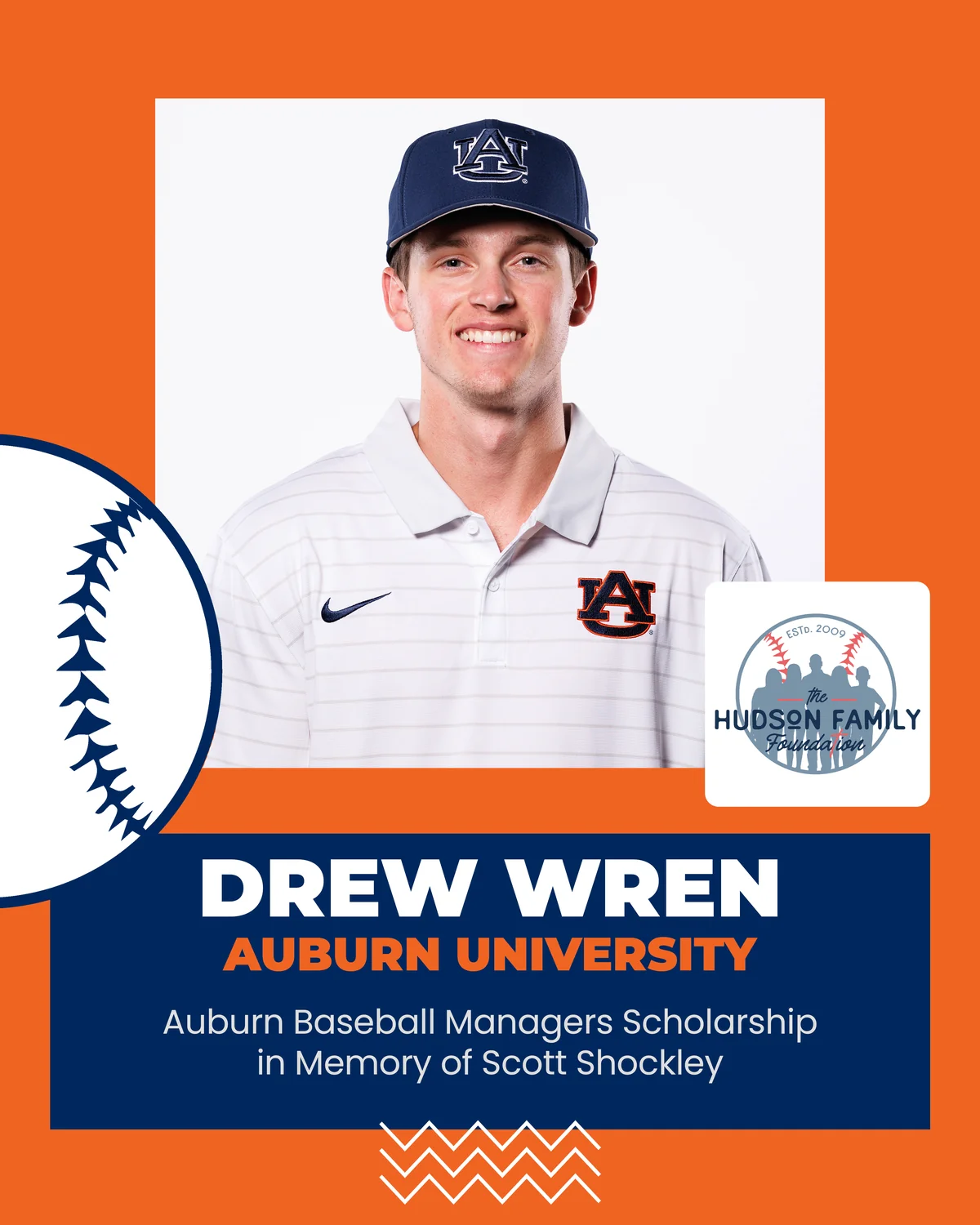 Drew Wren, 2026 Hudson Family Foundation scholarship recipient
