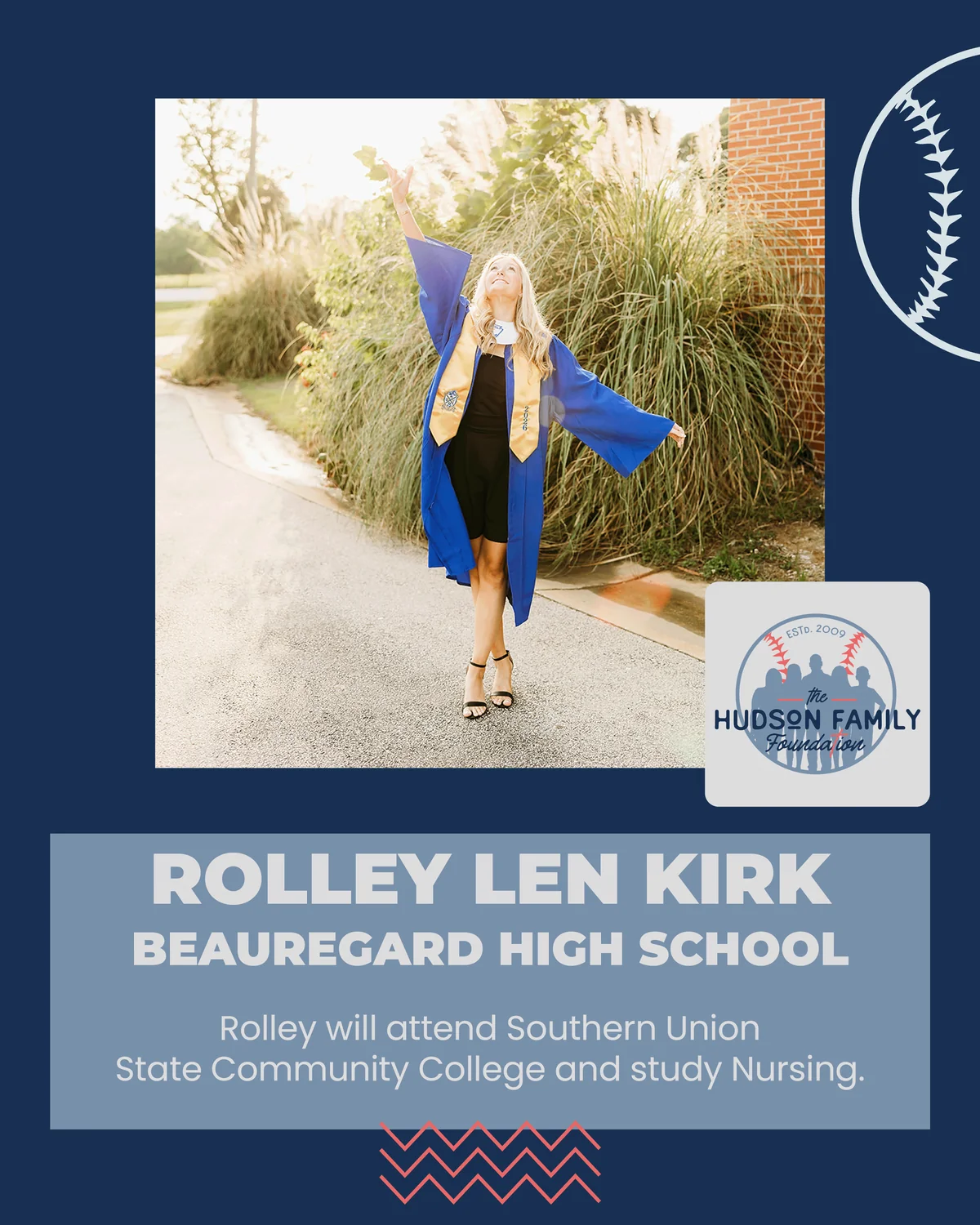 Rolley Len Kirk, 2026 Hudson Family Foundation scholarship recipient