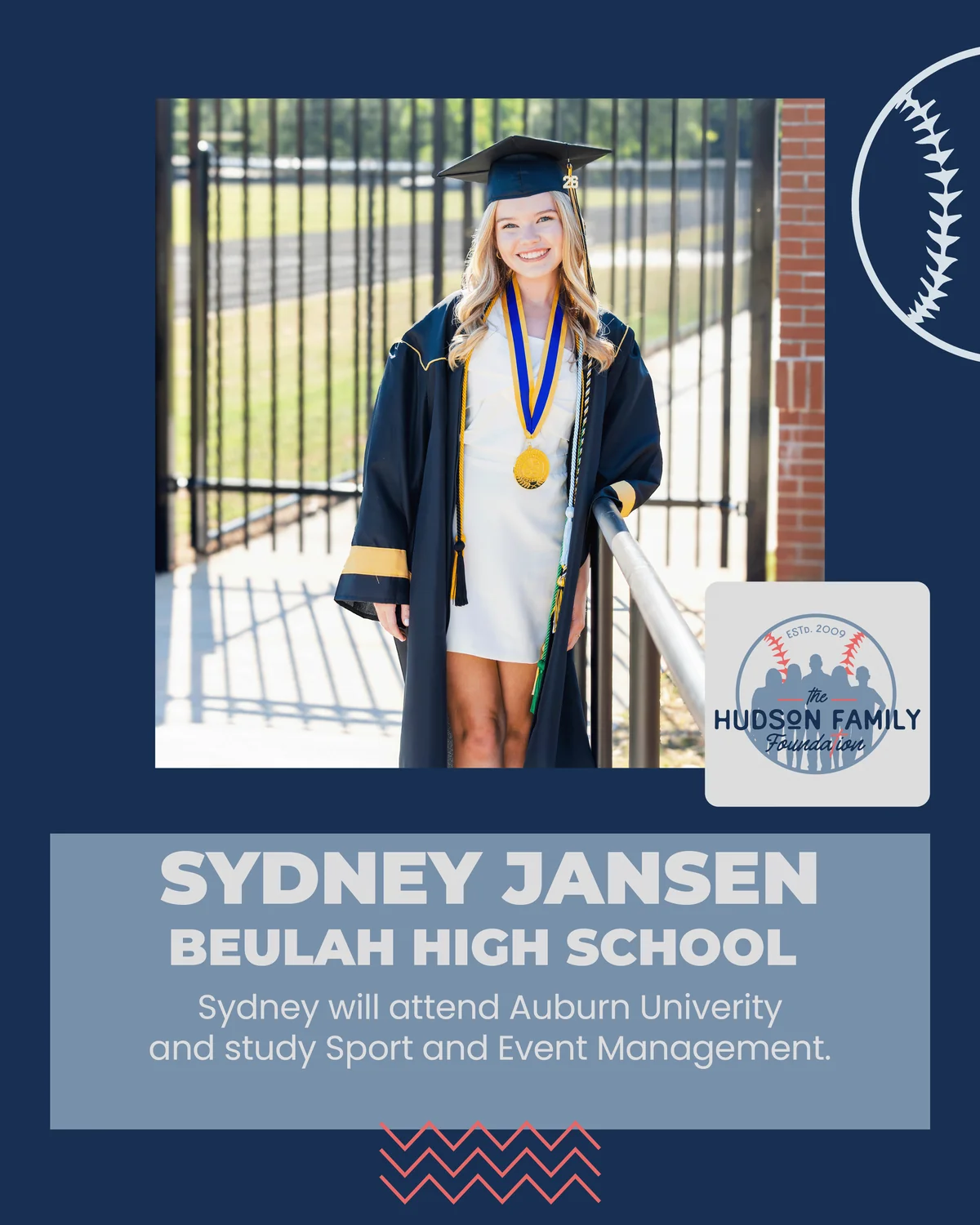 Sydney Jansen, 2026 Hudson Family Foundation scholarship recipient